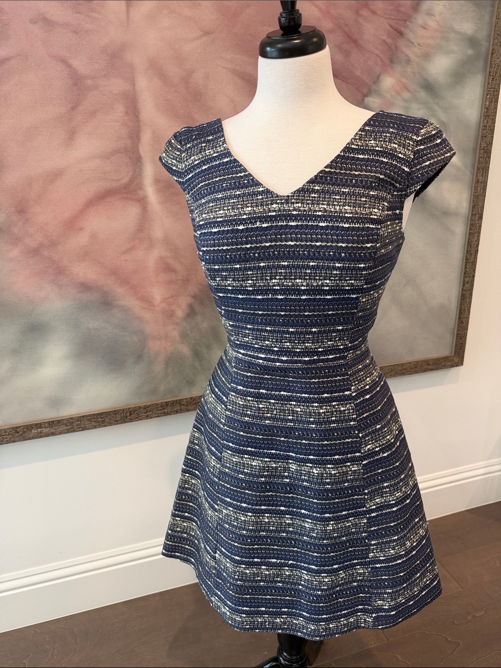 Lilly Pulitzer Navy and White & Gold  Textured Fit-and-Flare Dress